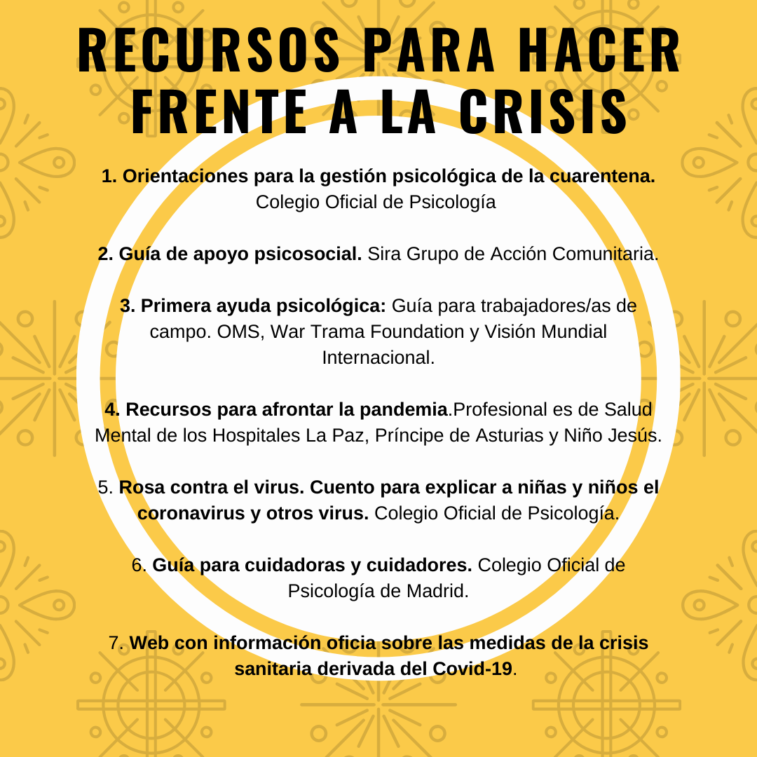 portada cartel con guías y recursos para hacer frente a la crisis